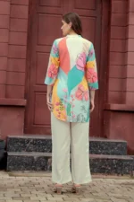 Multi-Color Floral Rayon Kurti Pant Set – Contemporary Ethnic Wear for Women - Image 7