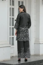 Black Floral Printed Kurti & Palazzo Co-Ord Set - Image 7
