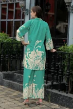 Women’s Luxury Rama Green Co-Ord Set with Statement Floral Print – Casual & Festive Wear Outfit - Image 7