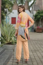 Women’s Peach Multi-Color Floral Printed Kurti with Solid Palazzo Co-Ord Set – Designer Two Piece Outfit - Image 8