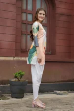 Designer Multi-Color Botanical Printed Kurti with Solid Slim-Fit Pants – Casual & Festive Wear Set - Image 5