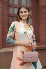 Designer Multi-Color Botanical Printed Kurti with Solid Slim-Fit Pants – Casual & Festive Wear Set - Image 2