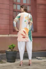 Designer Multi-Color Botanical Printed Kurti with Solid Slim-Fit Pants – Casual & Festive Wear Set - Image 9