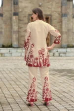 Premium Cream Printed Kurti Palazzo Set for Women – Stylish Mandarin Neck Co-Ord - Image 7