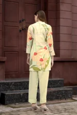 Premium Pista Green Botanical Print Kurti Palazzo Set for Women – Stylish Straight Fit Co-Ord - Image 10
