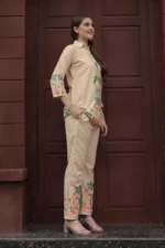 Women’s Luxury Beige Artistic Printed Co-Ord Set – Casual, Festive & Office Wear Outfit - Image 8