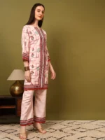 Women’s Cream Ethnic Printed Kurti with Straight Palazzo Co-Ord Set – Elegant Designer Two Piece Outfit - Image 7