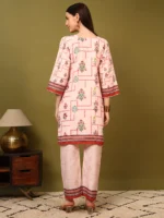 Women’s Cream Ethnic Printed Kurti with Straight Palazzo Co-Ord Set – Elegant Designer Two Piece Outfit - Image 3