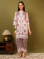 Premium Pink Traditional Motif Kurti Palazzo Set for Women – Festive & Semi-Formal Wear