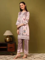Premium Pink Traditional Motif Kurti Palazzo Set for Women – Festive & Semi-Formal Wear - Image 2