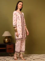 Women’s Blush Peach Ethnic Printed Kurti with Straight Palazzo Co-Ord Set – Elegant Designer Two Piece Outfit - Image 7