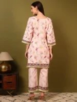 Women’s Blush Peach Ethnic Printed Kurti with Straight Palazzo Co-Ord Set – Elegant Designer Two Piece Outfit - Image 4