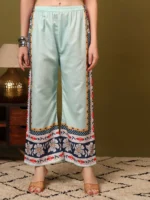 Designer Aqua Multi-Color Traditional Print Two Piece Set – Modern Ethnic Kurti with Matching Pants - Image 6