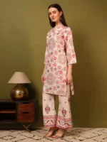 Women’s Light Pink Ethnic Printed Kurti with Palazzo Co-Ord Set – Elegant Designer Two Piece Outfit - Image 7