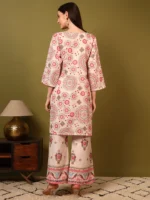 Women’s Light Pink Ethnic Printed Kurti with Palazzo Co-Ord Set – Elegant Designer Two Piece Outfit - Image 5