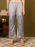 Women’s Grey & Blue Ethnic Printed Kurti with Palazzo Co-Ord Set – Elegant Designer Two Piece Outfit - Image 2