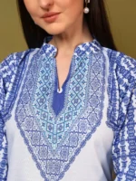 Women’s Sky Blue Floral Printed Kurti with Palazzo Co-Ord Set – Elegant Designer Two Piece Outfit - Image 3
