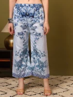 Women’s Sky Blue Floral Printed Kurti with Palazzo Co-Ord Set – Elegant Designer Two Piece Outfit - Image 8