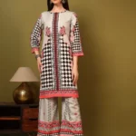 Women’s Black & Grey Geometric Printed Kurti with Palazzo Co-Ord Set – Designer Ethnic Two Piece Outfit