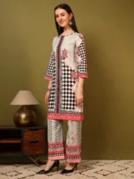 Women’s Black & Grey Geometric Printed Kurti with Palazzo Co-Ord Set – Designer Ethnic Two Piece Outfit - Image 2