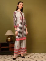 Women’s Black & Grey Geometric Printed Kurti with Palazzo Co-Ord Set – Designer Ethnic Two Piece Outfit - Image 7