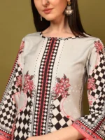 Women’s Black & Grey Geometric Printed Kurti with Palazzo Co-Ord Set – Designer Ethnic Two Piece Outfit - Image 6