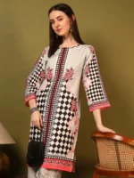Women’s Black & Grey Geometric Printed Kurti with Palazzo Co-Ord Set – Designer Ethnic Two Piece Outfit - Image 4