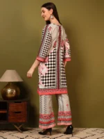 Women’s Black & Grey Geometric Printed Kurti with Palazzo Co-Ord Set – Designer Ethnic Two Piece Outfit - Image 3