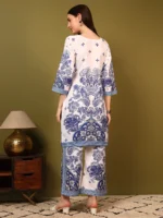 Women’s Royal Blue & White Ethnic Printed Kurti with Palazzo Co-Ord Set – Designer Two Piece Outfit - Image 5