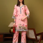 Women’s Blush Pink Floral Printed Kurti with Palazzo Co-Ord Set – Elegant Designer Two Piece Outfit