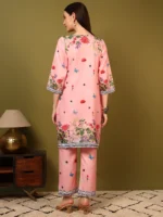 Women’s Blush Pink Floral Printed Kurti with Palazzo Co-Ord Set – Elegant Designer Two Piece Outfit - Image 5