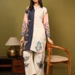 Women’s Blue & Peach Designer Printed Kurti with Palazzo Co-Ord Set – Premium Two Piece Outfit