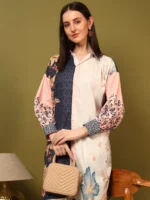 Women’s Blue & Peach Designer Printed Kurti with Palazzo Co-Ord Set – Premium Two Piece Outfit - Image 2