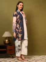 Women’s Blue & Peach Designer Printed Kurti with Palazzo Co-Ord Set – Premium Two Piece Outfit - Image 7
