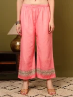 Women’s Gajari Pink Floral Printed Kurti with Palazzo Co-Ord Set – Designer Ethnic Two Piece Outfit - Image 8
