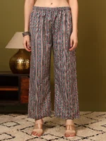 Women’s Blue Printed Kurti with Striped Palazzo Co-Ord Set – Elegant Daily Wea - Image 7