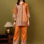 Women’s Mustard Printed Kurti with Palazzo Co-Ord Set – Designer Statement Ethnic Wear