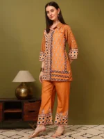 Women’s Mustard Printed Kurti with Palazzo Co-Ord Set – Designer Statement Ethnic Wear - Image 7