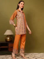 Women’s Mustard Printed Kurti with Palazzo Co-Ord Set – Designer Statement Ethnic Wear - Image 5
