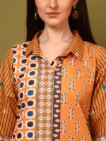 Women’s Mustard Printed Kurti with Palazzo Co-Ord Set – Designer Statement Ethnic Wear - Image 4