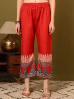 Women’s Red Geometric Printed Kurti with Palazzo Co-Ord Set – Designer Ethnic Statement Wear - Image 5