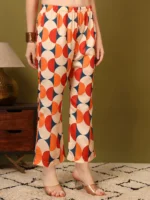 Women’s Orange Geometric Printed Shirt & Pant Co-Ord Set – Modern Casual Wear - Image 8