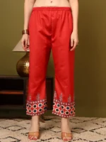 Women’s Red Designer Collar Kurti with Palazzo Co-Ord Set – Bold Ethnic Wear - Image 8