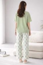 Sage Green Comfort Set – Soft Printed Lycra Lounge Night Suit for Women - Image 2