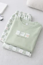 Sage Green Comfort Set – Soft Printed Lycra Lounge Night Suit for Women - Image 5