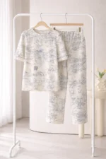Classic Toile Printed Lounge Set – Premium Lycra Capri Night Suit for Women - Image 4