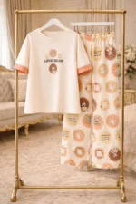 Love Bear Printed Night Suit – Soft Lycra Cute Pajama Set for Women - Image 4