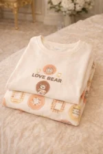 Love Bear Printed Night Suit – Soft Lycra Cute Pajama Set for Women - Image 5