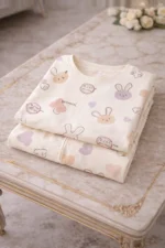 Pastel Bunny Print Lycra Night Suit Set – Premium Stretch Summer Co-Ord - Image 6
