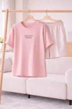 Soft Pink Minimal Lounge Set – Premium Summer Co-Ord Shorts Set for Women - Image 4